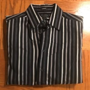 Black & gray striped men’s dress shirt.